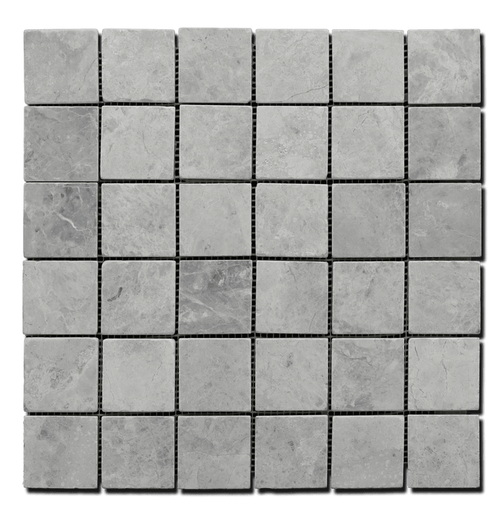 Tundra Gray Marble 2x2 Tumbled Mosaic Tile - TILE & MOSAIC DEPOT