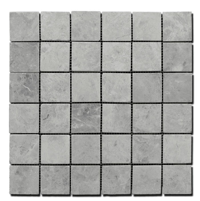 Tundra Gray Marble 2x2 Tumbled Mosaic Tile - TILE & MOSAIC DEPOT