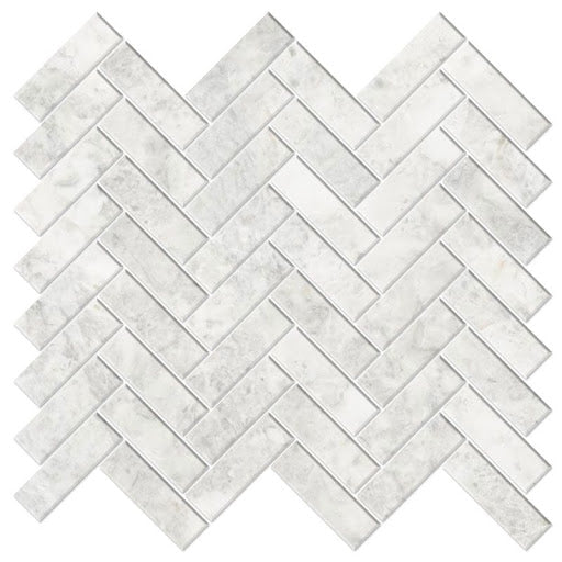 Bianco Congelato Nimbus Marble 1x3 Herringone Honed Mosaic Tile - TILE & MOSAIC DEPOT