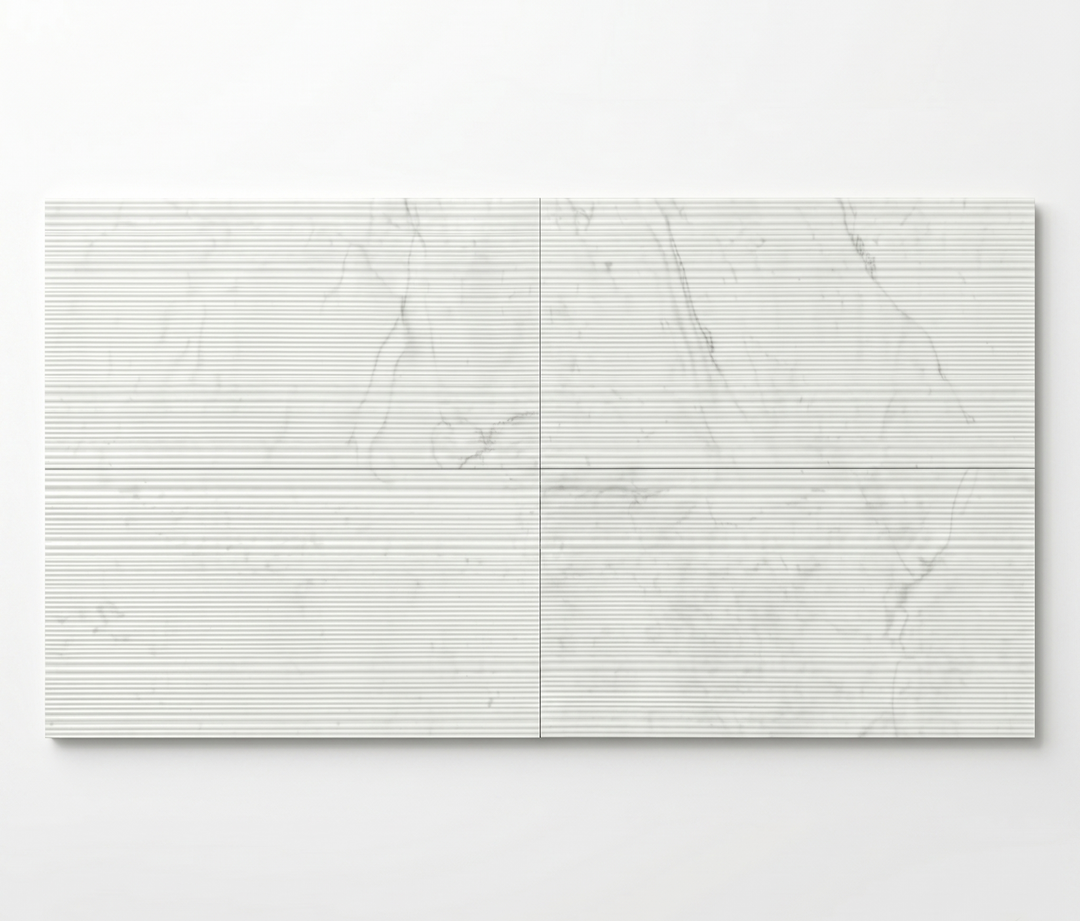 White Carrara Marble 12x24 Bamboo Textured Tile