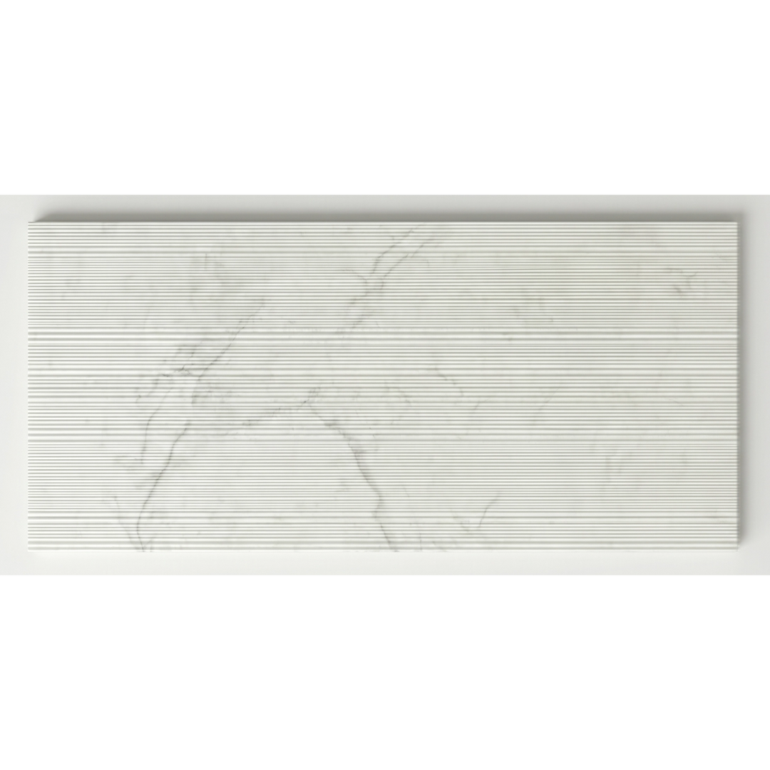 White Carrara Marble 12x24 Bamboo Textured Tile