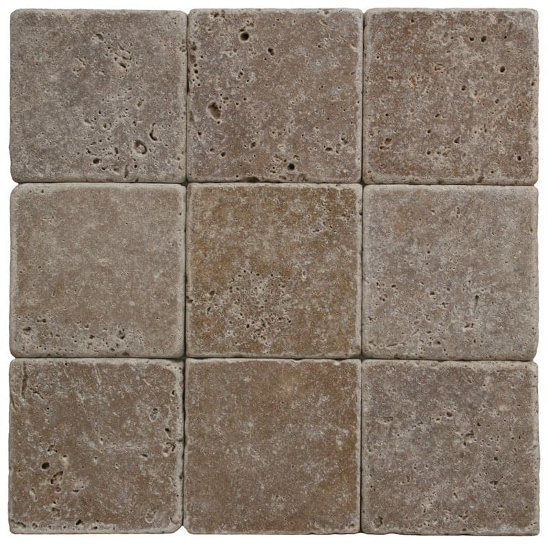 Noce Travertine 4x4 Tumbled Tile - TILE AND MOSAIC DEPOT
