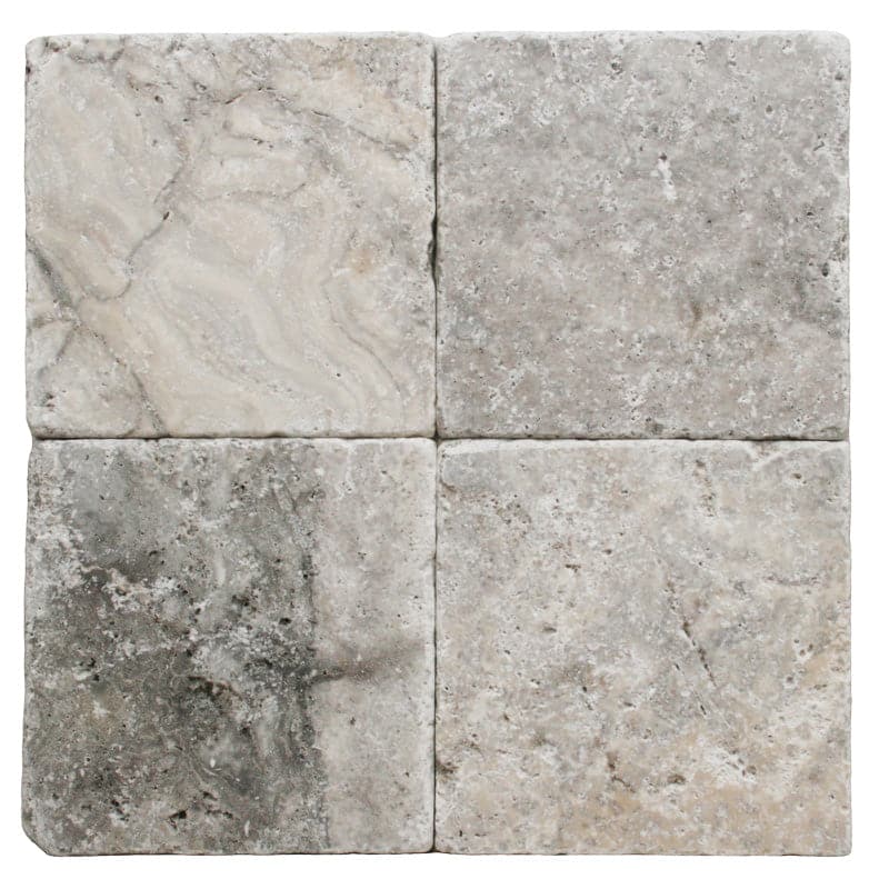 Silver Travertine 6x6 Tumbled Tile | TMD