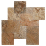 Scabos Travertine Unfilled Tumbled Versailles Pattern - TILE & MOSAIC DEPOT