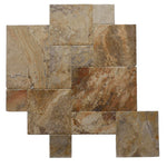 Scabos Travertine Unfilled Brushed and Chiseled Versailles Pattern Tile - TILE AND MOSAIC DEPOT