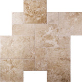 Cappucino Marble Brushed and Chiseled Versailles Pattern Tile - TILE & MOSAIC DEPOT