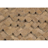 Noce Travertine 3-D 1 x 1 Split-faced Mosaic Tile - TILE & MOSAIC DEPOT