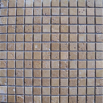 Noce Travertine 1x1 Tumbled Mosaic Tile - TILE AND MOSAIC DEPOT