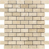 1 x 2 Tumbled Durango Travertine Brick Mosaic Tile.