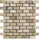 1 x 2 Tumbled Philadelphia Travertine Brick Mosaic Tile.