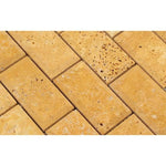 2 x 4 Honed Gold Travertine Deep-Beveled Brick Mosaic Tile