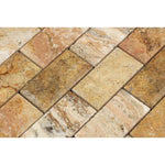 2 x 4  Honed Scabos Travertine Deep-Beveled Brick Mosaic Tile