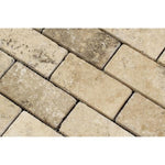 2 x 4 Tumbled Philadelphia Travertine Brick Mosaic Tile