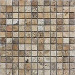 Scabos Travertine 1x1 Tumbled Mosaic Tile - TILE AND MOSAIC DEPOT
