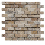 Scabos Travertine 1x2 Tumbled Mosaic Tile - TILE AND MOSAIC DEPOT