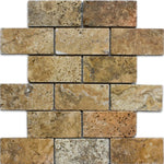 Scabos Travertine 2x4 Tumbled Mosaic Tile - TILE AND MOSAIC DEPOT