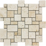 Ivory Travertine Micro Mini Pattern Tumbled Mosaic Tile - TILE AND MOSAIC DEPOT