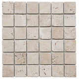 Ivory Travertine 2x2 Tumbled Mosaic Tile - TILE AND MOSAIC DEPOT