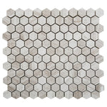 Haisa Light (White Oak) Marble 1x1 Hexagon Honed Mosaic Tile - TILE AND MOSAIC DEPOT