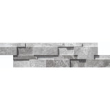 Atlantic Gray Marble 3D 6x24 Stacked Stone Ledger Panel.