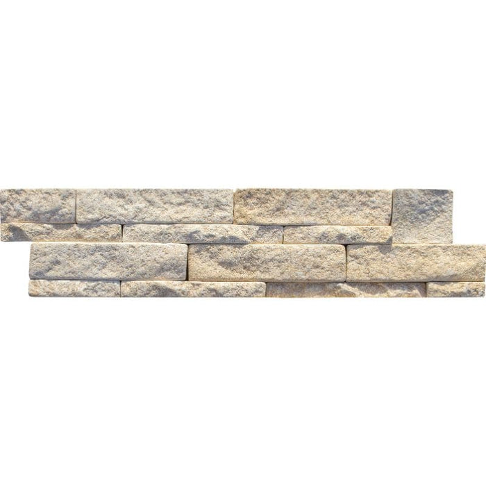French Cremar Limestone Split Face Stacked Stone Ledger Panel.