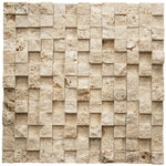 Ivory Travertine 3D 1X1 Split Face Mosaic Tile - TILE AND MOSAIC DEPOT