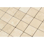 Ivory Travertine 2x2 Filled and Honed Mosaic Tile - TILE AND MOSAIC DEPOT