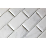 Asian Statuary (Oriental White) Marble 2x4 Deep Beveled Honed Mosaic Tile - TILE AND MOSAIC DEPOT