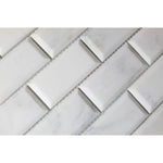 Asian Statuary (Oriental White) Marble 2x4 Deep Beveled Polished Mosaic Tile - TILE AND MOSAIC DEPOT