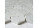 White Carrara Marble 2x2 Hexagon Honed Mosaic Tile - TILE AND MOSAIC DEPOT
