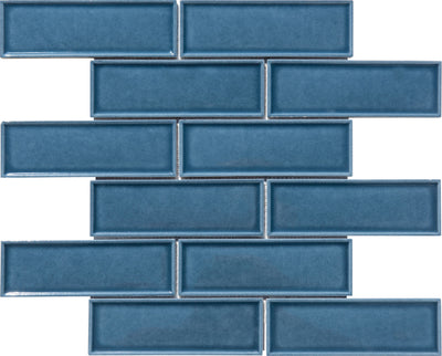 Indigo Blue 2x6 Beveled Brick Porcelain Mosaic Tile - TILE & MOSAIC DEPOT