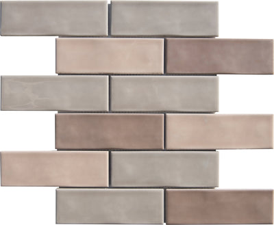 Lace Blend 2x6 Undulated Brick Porcelain Mosaic Tile - TILE & MOSAIC DEPOT