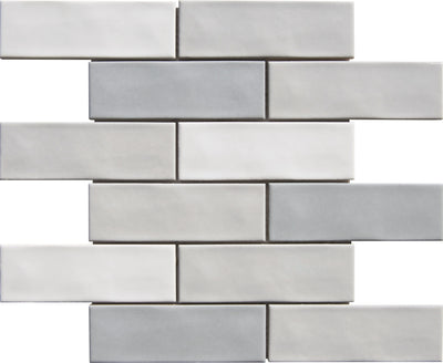 Silver Cloud 2x6 Undulated Brick Porcelain Mosaic Tile - TILE & MOSAIC DEPOT