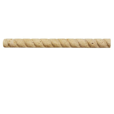 Ivory Travertine 1x12 Rope Design Liner - TILE AND MOSAIC DEPOT