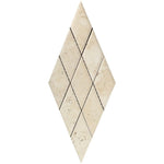3 x 6 Honed Ivory Travertine Deep-Beveled Diamond Mosaic Tile.