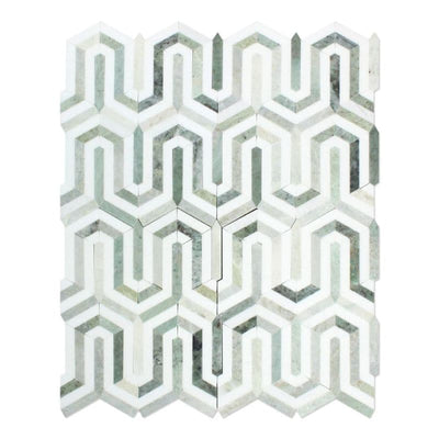 Thassos White and Green Marble Berlinetta Polished Mosaic Tile - TILE AND MOSAIC DEPOT