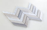 Chevron Design 8 x 12 Carrara White with Haisa Grey Marble Mosaic Tile.