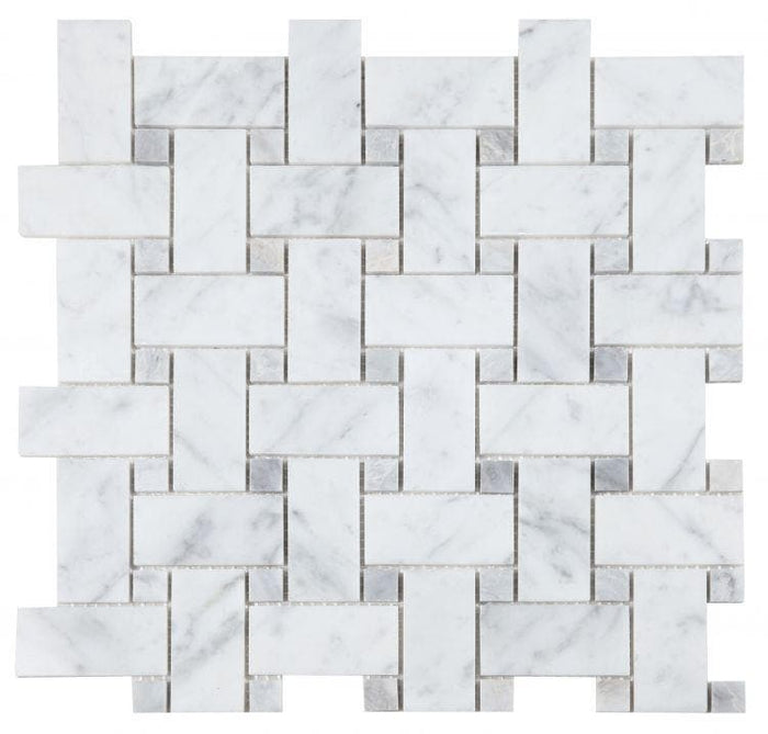 Cross Loft 12 x 12 Calacatta White Mosaic Tile.