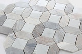 Lunar Grey 12.25 x 12.25 White Carrara Mixed With Blue Marble Mosaic Tile.