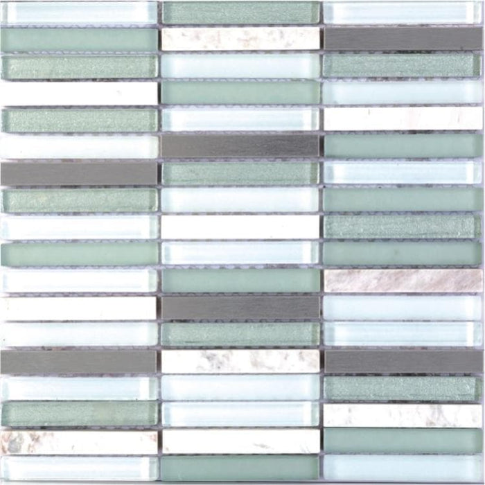 Green Band 12 x 12 Glass Mosaic Tile.