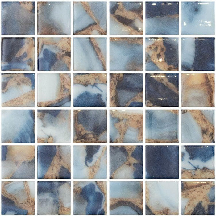 Porto Penta Mixed 12.25 x 12.25 Recycled Glass Mosaic Tile.