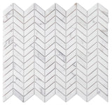 Mini Chevron Calacatta 10.75 x 12.25 Honed Mosaic Tile.