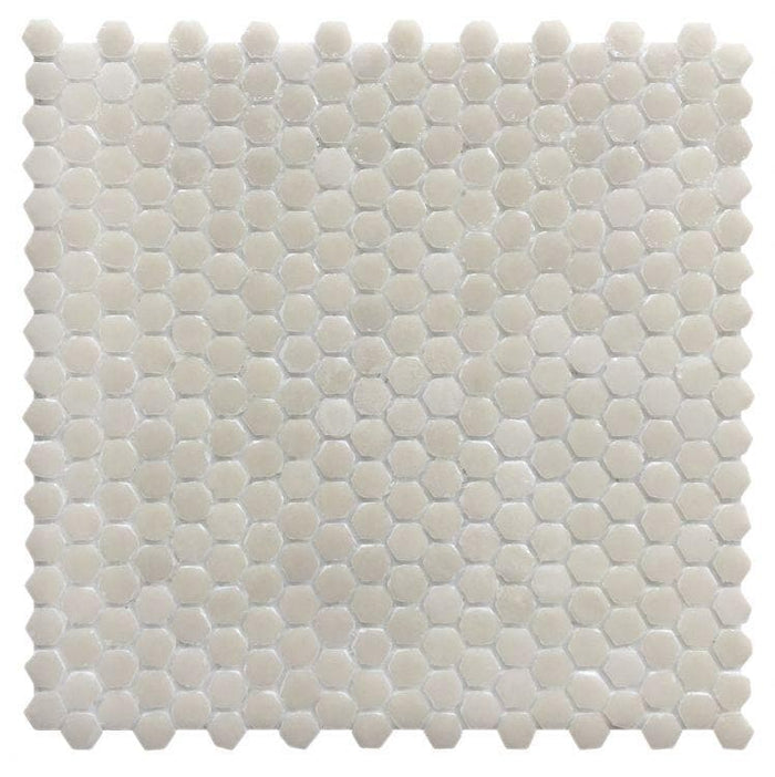 Neutra 01.Bianco Hexagon 11.25 x 11.5 Glass Mosaic Tile.