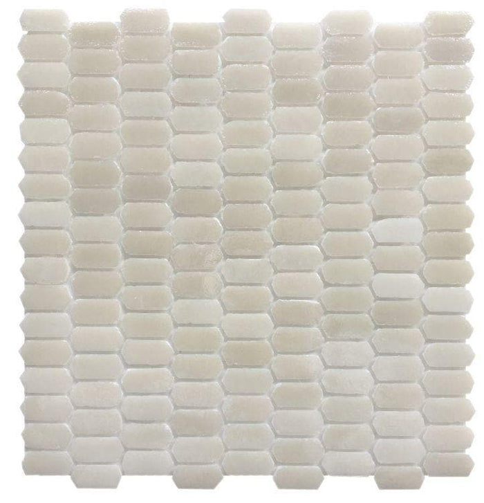 Neutra 01.Bianco Long Hexagon 11.25 x 11.5 Glass Mosaic Tile.