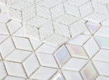 Kup White 11.5 x 11.75 Glass Mosaic Tile.