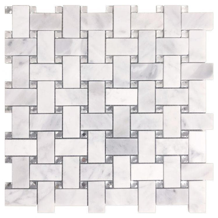 Cross Crystal Carrara 12 x 12 Mosaic Tile.