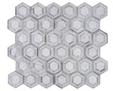 Nancy Dusk 10.75 x 12.25 Carrara White and Bardiglio marble Hexagon Mosaic Tile.