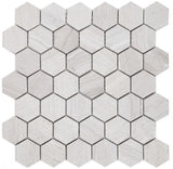 Hexagon Grey 2 x 2 12 x 12 Honed Mosaic Tile.