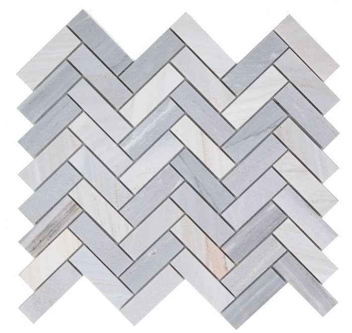 Blue Marble Herringbone 11 x 12.5 Mosaic Tile.