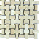 Cross Beige 12 x 12 Crema Marfil Basket Weave Moasic Tile.
